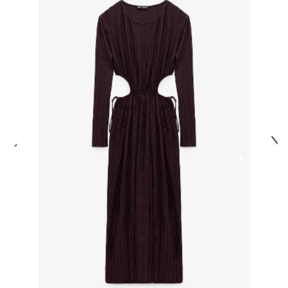 Zara Cut-Out Pleated Long Sleeves Dress